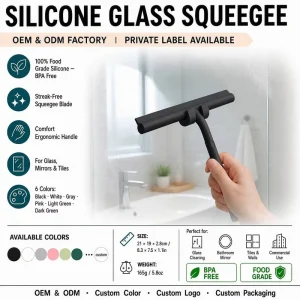 Custom Logo Streak Free Silicone Shower Squeegee Telescopic Handle Glass Wiper Multi-Purpose Bathroom Window Scraper OEM ODM