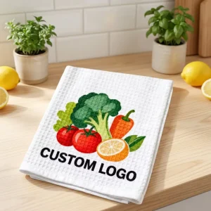 Custom Logo Waffle Kitchen Towel Microfiber Waffle Weave Dish Cloth Personalized Printed Kitchen Hand Cleaning Towels