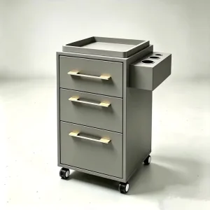 Custom Luxury Barber Salon Rolling Trolley 3 Drawer Beauty Storage Cart With Hair Dryer Hole for Hairdresser Furniture