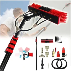 Custom Mold 12 36 Feet Multi Functional Solar Panel and Window Cleaning Kit with Brush Adapter and Extendable Water Fed Pole