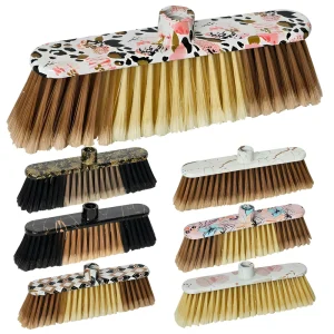 Custom Multi Color Printed PET Broom & Dustpan Kit Household Sweeper with PVC Coated Telescopic Steel Handle
