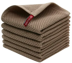 Custom Natural Cotton Waffle Weave Kitchen Dish Cloths Ultra Soft Absorbent Quick Drying Cleaning Towel Set Bulk