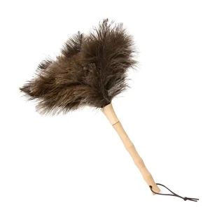 Custom Natural Fluffy Ostrich Feather Duster Solid Wood Handle Anti Static Washable for Home Office Car Cleaning Decor
