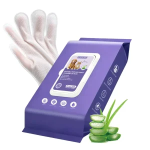 Custom No Rinse Pet Wipes Alcohol Free Hypoallergenic Gentle Cleansing Safe Formula Pet Gloves Wipes with Aloe Vera