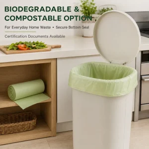 Custom OEM ODM Factory Manufacturer EN 13432 Compostable Heavy-Duty Large Extra-Thick PBAT Starch Kitchen Bin Bags