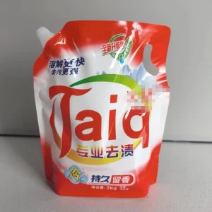 Custom Plastic Stand-Up Laundry Detergent Pouch with Nozzle Spout