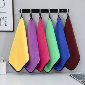 Custom Plush Microfiber Kitchen Towel Set Quick Dry Hanging Loop Absorbent Dish Cleaning 6 Colors Home Hotel