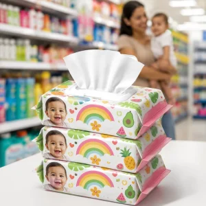 Custom Premium Fragrance free pH Balanced with Lid 80 Sheets Cute Tropical Toucan Pattern Baby Wet Wipes
