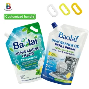 Custom Printed 1L 2L 5L Dishwashing Liquid Spout Pouch Recyclable Stand up Kitchen Soap Packaging Manufacturer