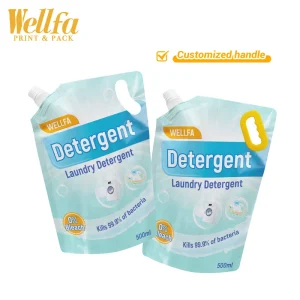 Custom Printed 500ml 1L Doypack Plastic Shampoo Soap Refill Packaging Stand up Bags Liquid Handle Laundry Detergent Spout Pouch