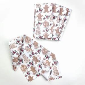 Custom Printed Christmas Cartoon Ginger Cookie Design Cotton Cleaning Kitchen Drying Dish Towel Super Absorbent Tea Towels