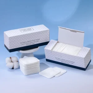 Custom Printed Color Box Cotton Pads Soft 7*7.5cm Needle hole Lock Edge Disposable Makeup Remover Wipes OEM English Packaging