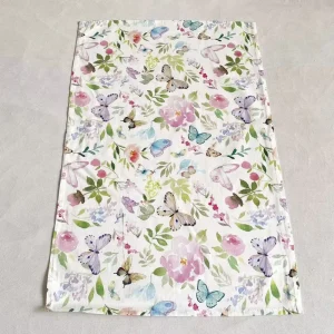 Custom Printed Cotton Flour Sack Tea Towels with Flower and Vegetable Designs, Kitchen Tea Napkins