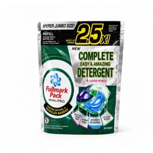 Custom Printed Gel Ball Laundry Pods Packaging Bag Stand-Up Pouch for Detergent Refill Moisture-Proof Heat-Sealable with Tear Notch
