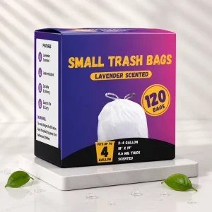 Custom Printed HDPE LDPE Drawstring Trash Bags 4 Gallon Scented Garbage Bin Liners High Quality for Household Use