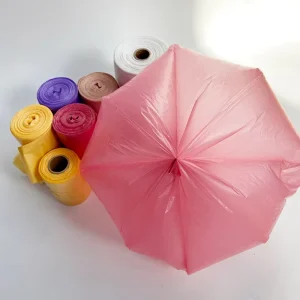 Custom Printed Heat Sealed 40 Liter Star Seal Bottom Trash Bags 35 Litre Bin Liners with Handle