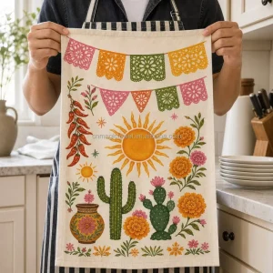 Custom Printed Logo Cotton Kitchen Tea Towels Custom Designs Eco Friendly Hanging Kitchen Everyday Dish Towels