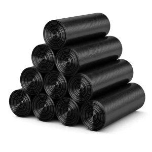 Custom Printed Logo HDPE Black Household Garbage Bags on Roll