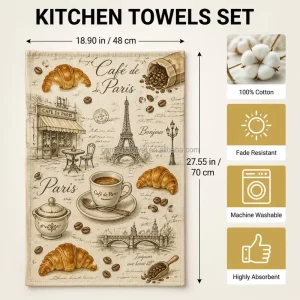 Custom Printed Logo Quick Dry Eco Friendly Soft Thick Washable Kitchen Home Cotton Kitchen Dish Tea Towel