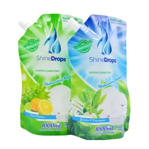 Custom Printed Plastic 1L Liquid Refill Bag Packaging 1000ml Dishwashing Detergent Spout Pouch