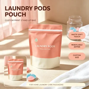 Custom Printed Resealable Zipper Stand-Up Pouch High Barrier Packaging Bag for Household Laundry Pods Detergent Storage