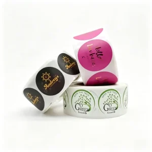 Custom Printed Round Roll Self Adhesive Sticker Waterproof Logo Label Cosmetic Packaging Circle Stickers