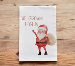 Custom Printed Santa Claus Toy Sack Full Colour White Cotton Christmas Holiday Home Decor Dish Towel Tea Towel Kitchen Towel