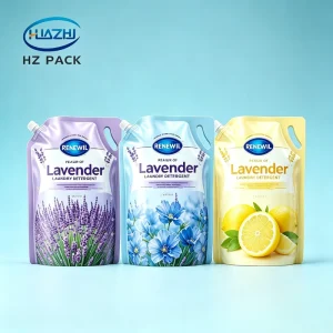 Custom Printed Stand up Spout Pouch 500ml 1L for Laundry Detergent Dishwashing Liquid Fabric Softener Soap Refill Squeeze Pack