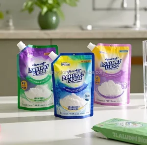 Custom Printing 1kg Spout Pouch for Liquid Soap Washing Powder Laundry Detergent Factory Price Packaging Bags Shampoo Face Masks