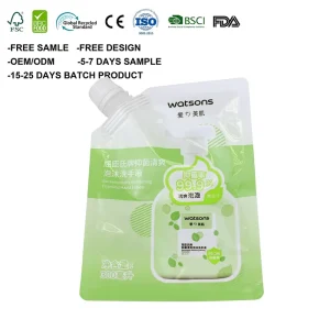 Custom Printing Biodegradable EVA 500ml Spout Pouch Hand Soap Sanitizer Packaging with Nozzle Custom Stand up for Lotion Liquid