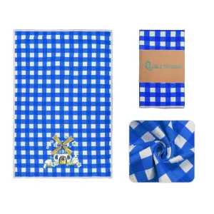 Custom Printing Woven Microfiber Kitchen Dish Towels, Compressed Three-Piece Set, Super Strong Water Absorption, Navy Blue