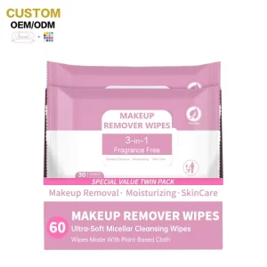 Custom Private Label 100% Biodegradable Plants-Based Face Wipes Moisturizing Skin Care Makeup Remover Wipes