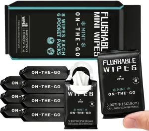 Custom Private-label Personal Cleansing Wet Wipe 6 Packs 15*18cm On-the-Go Portable Pocket Packs Mint Mini Adult Flushable Wipes