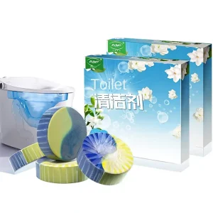 Custom Processed Eco Friendly 4 Piece Gardenia Scented Toilet Cleaner Blue Bubbling Automatic Toilet Cleanser Descaling