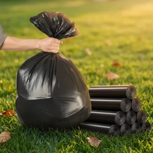 Custom Recycled PE Plastic Garbage Bags Heavy Duty Black Industrial 100L