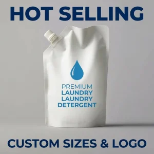 Custom Reusable Waterproof Plastic 1-Liter Liquid Laundry Detergent Stand-Up Refill Spout Pouch for Household Use