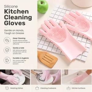 Custom Shape Silicone Dishwashing Gloves Medium Multiple Sizes Dishwasher Safe Household Kitchen