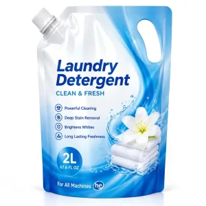 Custom Shaped 1 Liter Liquid Laundry Detergent Refill Stand Up Spout Pouch with Hanging Handle