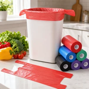 Custom Size Durable Flat Mouth Handheld Continuous Roll Trash Bag