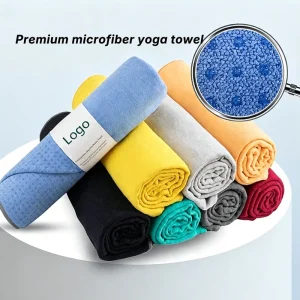 Custom Size Logo Shape Microfiber Yoga Mat Towel Non Slip Silicone Dot Sweat Absorbent Hot Yoga Mat Towel for Pilates Studio