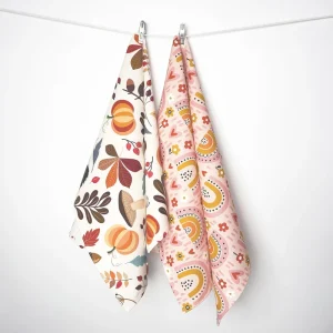 Custom Soft Absorbent Floral Cotton Flour Sack Tea Towel Digital Printed Eco-Friendly Quick-Dry Reusable Kitchen Use