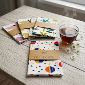 Custom Soft Pure Cotton Waffle Floral Sustainable Eco Friendly Hypoallergenic Multi-Purpose Kitchen Tea Towels (Custom