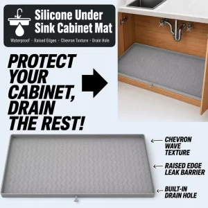 Custom Under the Sink Silicone Kitchen Water Ripple Texture Silicone Drain Mat Anti Slip Oil proof Cabinet Liner Protector Mat