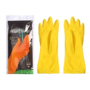 Custom Waterproof Dishwashing Natural Rubber Kitchen Cleaning Gloves 35g 40g Yellow