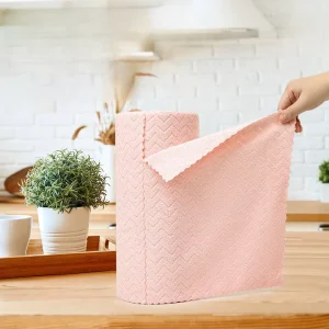 Custom Wave Pattern Polyester Cotton Roll Towel Easy Tear Quick Dry Multi functional Kitchen Dish Cleaning Cloth