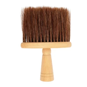 Custom Wooden-Handle Neck Duster Brush with Horsehair and Boar Bristles for Salon Use