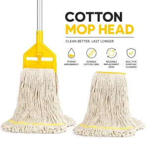 Custom Yellow Cotton Wet Mop Head Refills with Long Handle