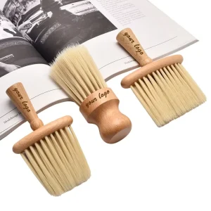 Custom logo Sponge Cleaning Brush Beech Wood Handle Dust Removal Soft Bristle Brush for Car Air Conditioning Sofa