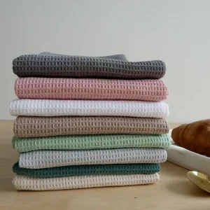 Customizable 100% Cotton Waffle Kitchen Dish Towels Cleaning Supplies Sustainably
