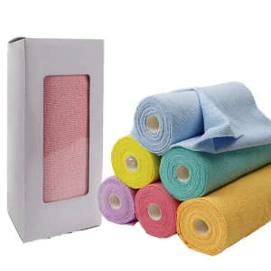 Customizable 20 50 Pcs Water Absorption Microfiber Cleaning Cloth Roll Quick Drying Reusable Towel for Vehicle Kitchen